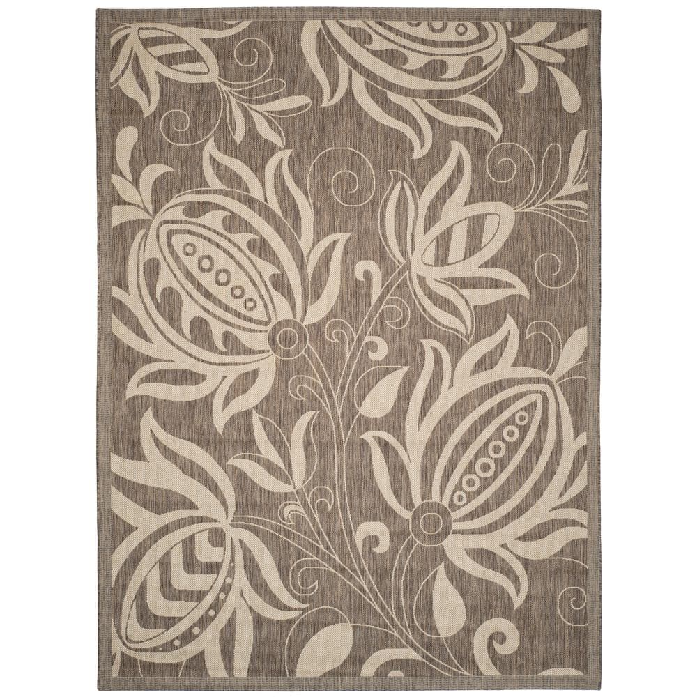 Reversible Brown and Natural 9' x 12' Synthetic Area Rug