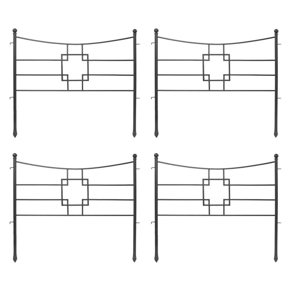 Square‑on‑Squares Fence 36″ L x 31.5″  H Graphite Wrought Iron Decorative Garden Fence (Set of 4) price history on PriceWatchPro