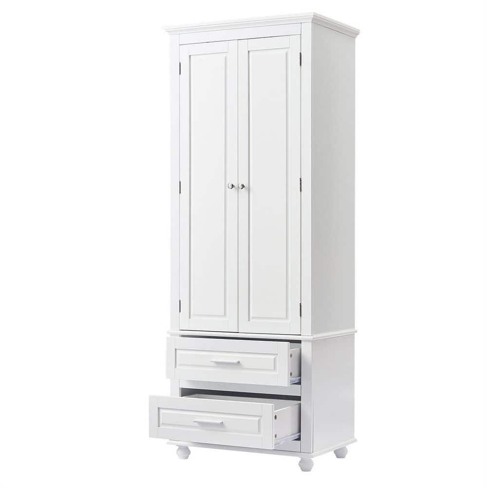 15.7 in. W x 24 in. D x 62.5 in. H White MDF Linen Cabinet with Adjustable Shelf 2 Drawers, 2 Doors price history on PriceWatchPro