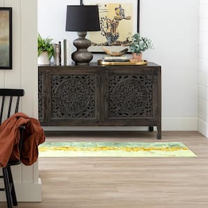 Dancing Stars Neutral 2 ft. x 8 ft. Abstract Runner Area Rug