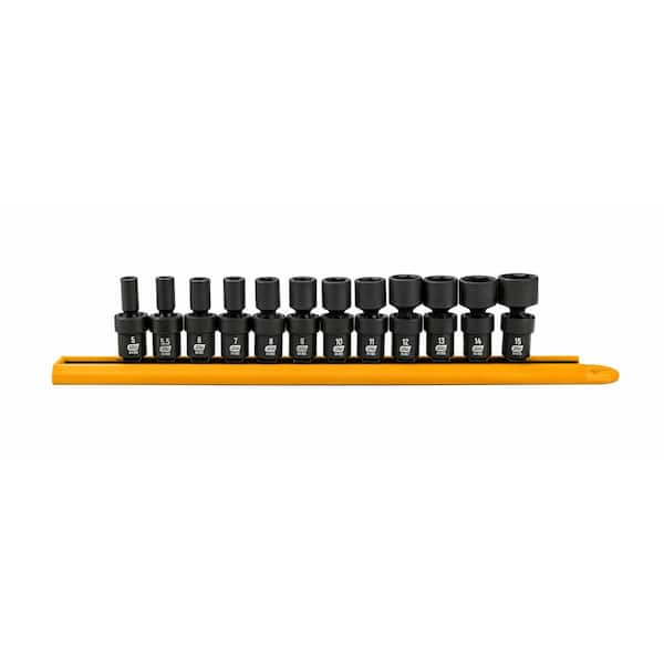 GEARWRENCH 1/4 in. Drive 6-Point Metric Standard Universal Impact Socket Set (12-Piece)