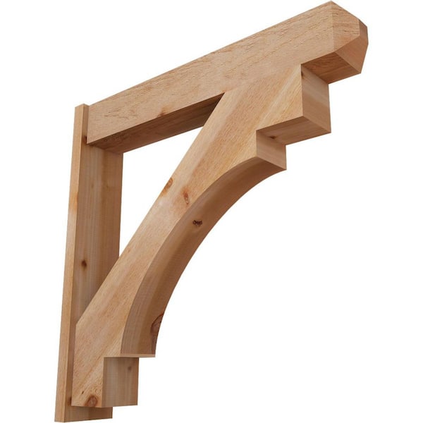 Ekena Millwork 8 in. x 44 in. x 44 in. Western Red Cedar Merced Craftsman Rough Sawn Outlooker