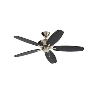 Renew 52 in. Indoor Brushed Stainless Steel Dual Mount Ceiling Fan with Pull Chain for Bedrooms or Living Rooms