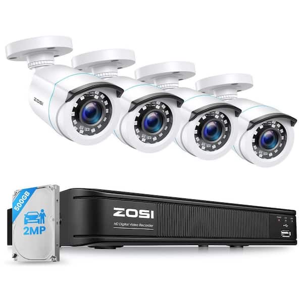 H. 265+ 8-Channel 3K LITE DVR 500GB Hard Drive Security Camera System with 4X 1080P Wired Outdoor Cameras, Remote Access