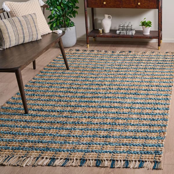 SAFAVIEH Cape Cod 4 ft. x 6 ft. Turquoise/Natural Plaid Area Rug