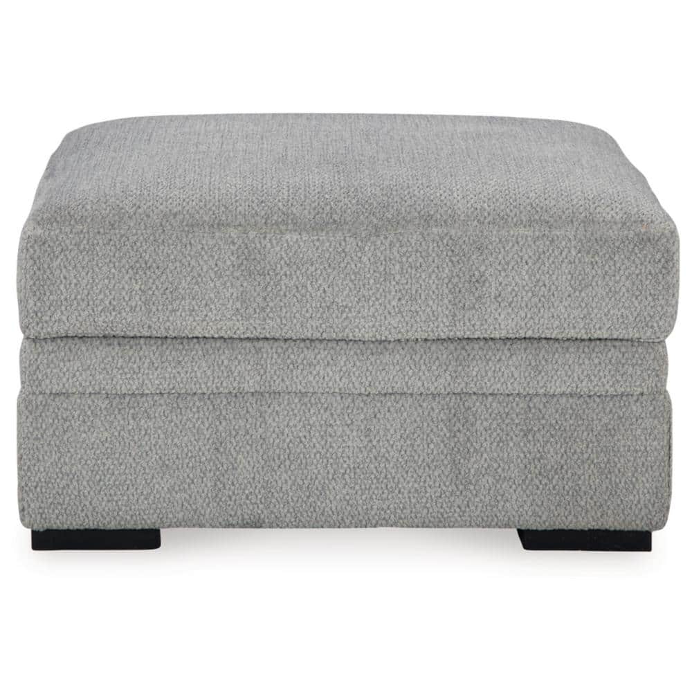 Light Gray Contemporary Storage Ottoman with Cup Holders