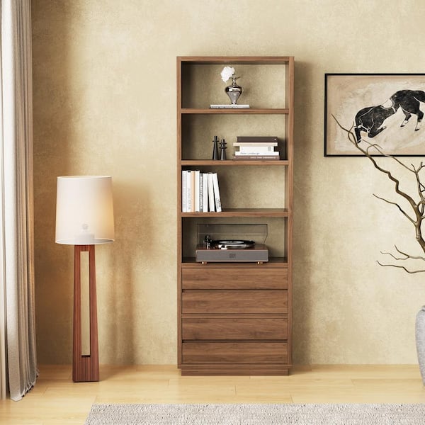 83.8 in. Tall brown Medium Density Fiberboard (MDF) Bookcases
