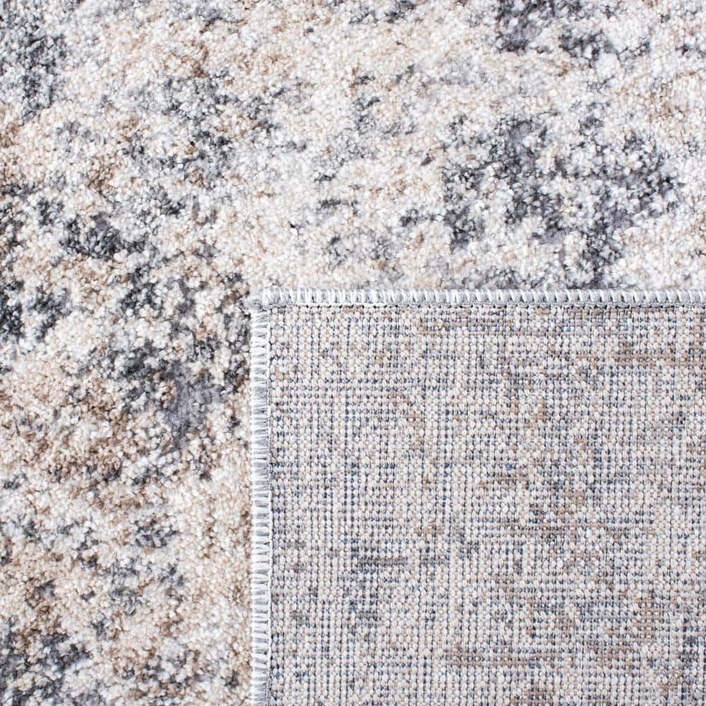 Aston Ivory and Gray Abstract Synthetic Area Rug 3' x 5'