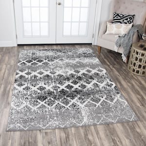 Xcite Gray/Black 5 ft. 2 in. x 7 ft. 3in. Rectangle Area Rug