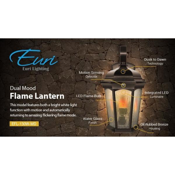 Flame Lantern - Water Glass - Photocell & Motion Sensor - BZ