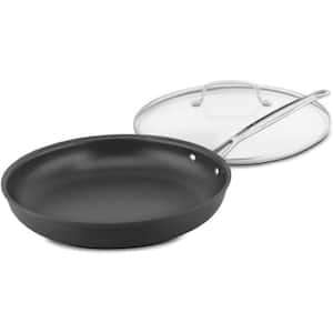 12 in. Hard anodized Aluminum Nonstick Easy Clean Skillet with Glass Lid and Stainless Steel Riveted Stay Cool Handle