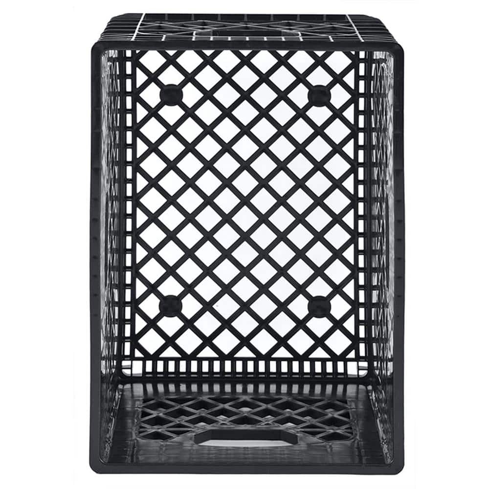 Heavy Duty Black Stackable Storage Crate with Handles, 3 Pack