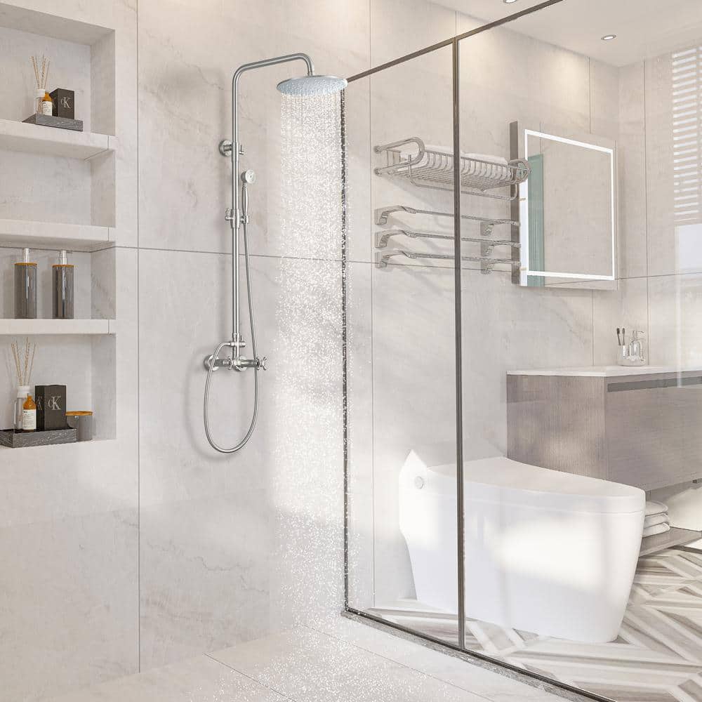 Brushed Nickel Adjustable Rainfall and Handheld Shower System