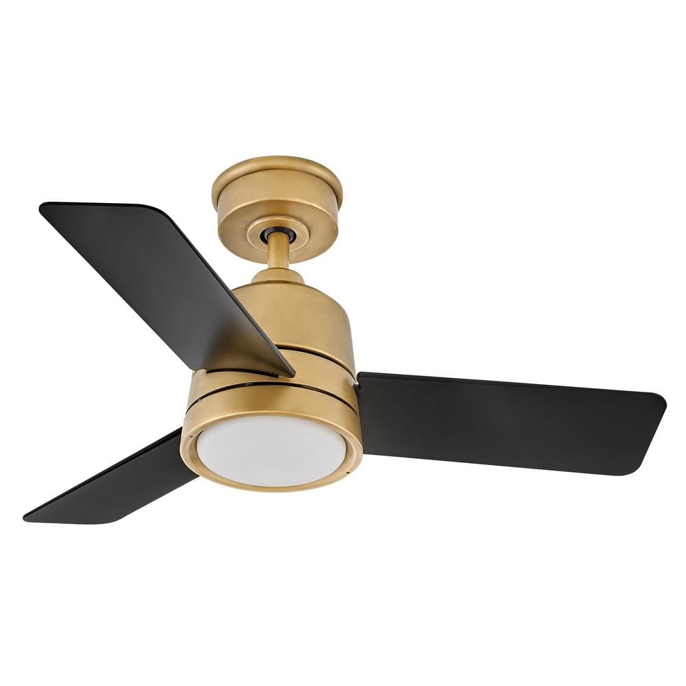 36'' Heritage Brass and Matte Black Smart Ceiling Fan with LED Light