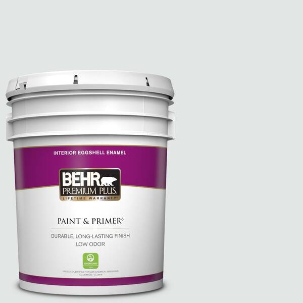 BEHR PREMIUM PLUS 5 gal. #BL-W02 Ice Sculpture Eggshell Enamel Low Odor Interior Paint & Primer