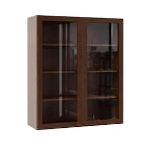 Designer Series Soleste Assembled 36x42x12 in. Wall Kitchen Cabinet with Glass Doors in Spice
