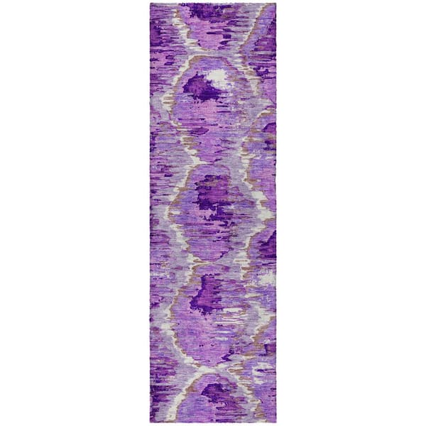 Dream Shag Premium Machine Washable Abstract ADS767 Lavender 2 ft. x 7 ft. Runner Rug