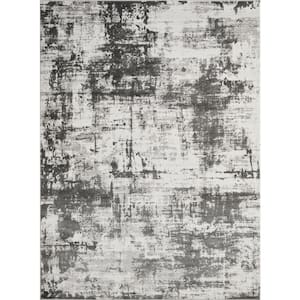 Rhane Vearali Gray 6 ft. 7 in. x 9 ft. 2 in. Abstract Polypropylene Area Rug