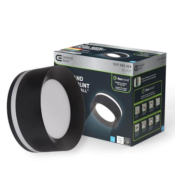 Flex Install 6 in. Matte Black Dual Band Integrated LED Recessed Ceiling Light Flush Mount with 5CCT and 700 Lumens