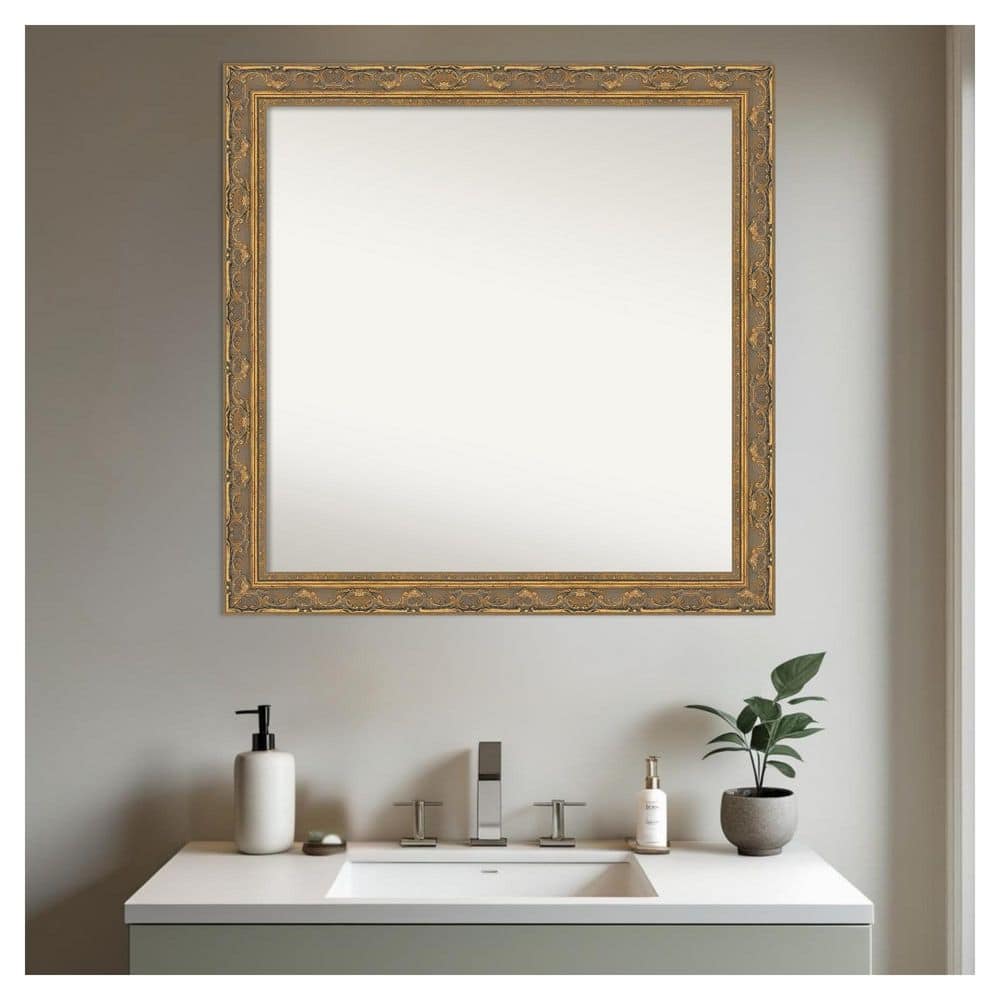 Filigree Gold 30.25 in. x 30.25 in. Non-Beveled Traditional Square Framed Bathroom Wall Mirror price history on PriceWatchPro
