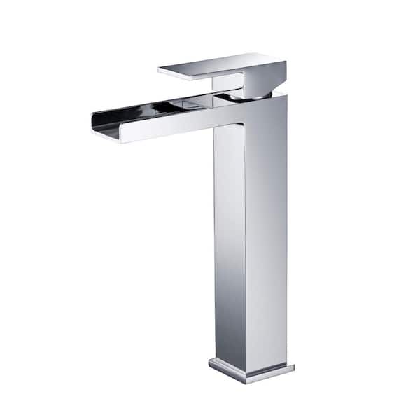 KIBI Waterfall Single Handle Bathroom Vessel Sink Faucet in Chrome
