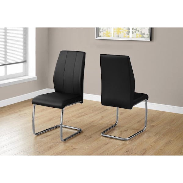 black leather look dining chairs