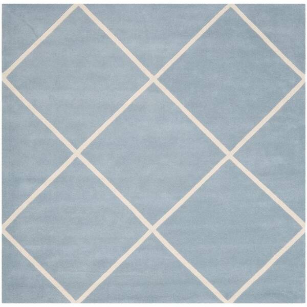 SAFAVIEH Chatham Blue/Ivory 7 ft. x 7 ft. Square Area Rug