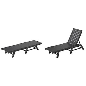 Laguna 2-Piece Gray HDPE All Weather Fade Proof Plastic Reclining Outdoor Patio Adjustable Chaise Lounge Chairs