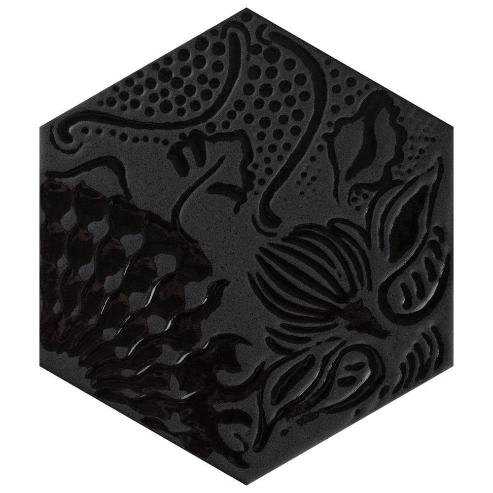 Gaudi Lux Black Porcelain Hexagon Wall and Floor Tile