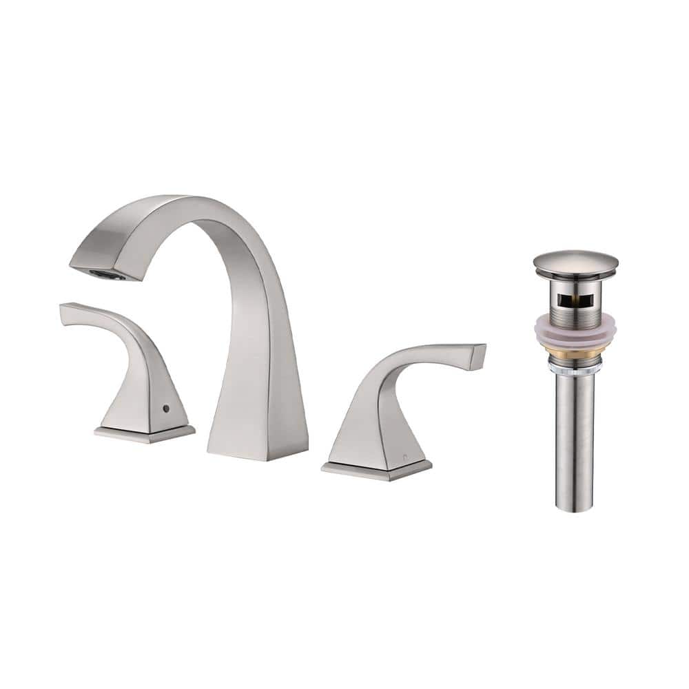 Deck Mount Double Handles Bathroom Faucet, 8 in. Widespread 3 Holes Bathroo
