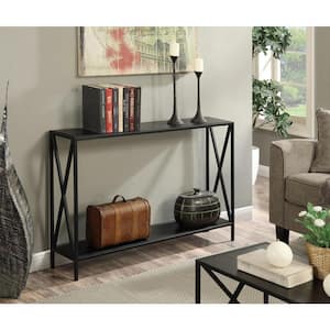 Tucson 48 in. Black Rectangle Wood Console Table with Shelves
