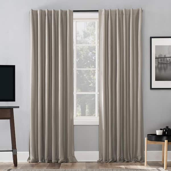 Evelina Faux Dupioni Silk Thermal Stone Polyester 50 in. W x 84 in. L Back Tab 100% Blackout Curtain (Single Panel)