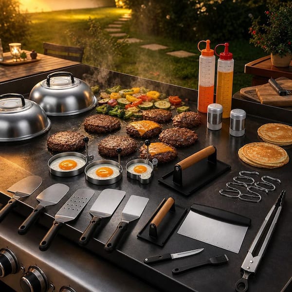 Wudkey 35-Pcs Stainless Steel Griddle Accessories Kit, Grill