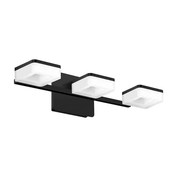 INFINITEINSPIRE HOME LLC Modern 3-Light Black LED Bathroom Vanity Light with Dimmable Moisture Resistant