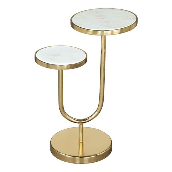 ZUO Marc 15 in.W White 22 in.H Round Marble End Table