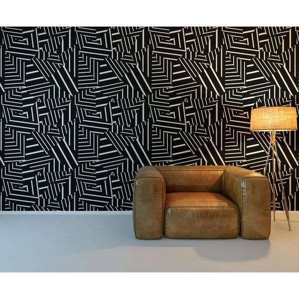 Tempaper x Bobby Berk White & Black Shift Removable Peel and Stick Wallpaper Made in The USA 20.5 in X 16.5 ft Tempaper x Bobby Berk White & Black Shift Removable Peel and Stick Wallpaper Made in The USA 20.5 in X 16.5 ft
