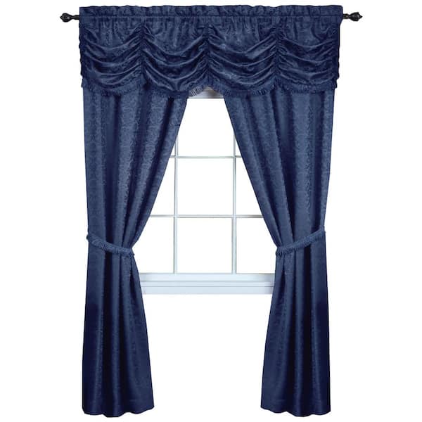 ACHIM Panache 55 in. W x 63 in. L Polyester Light Filtering 5 Piece Window Curtain Set in Navy