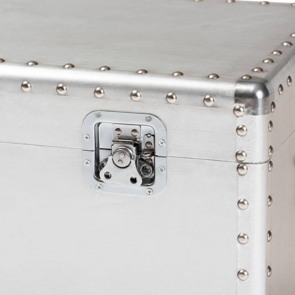Serge Silver Metal Industrial Storage Trunk