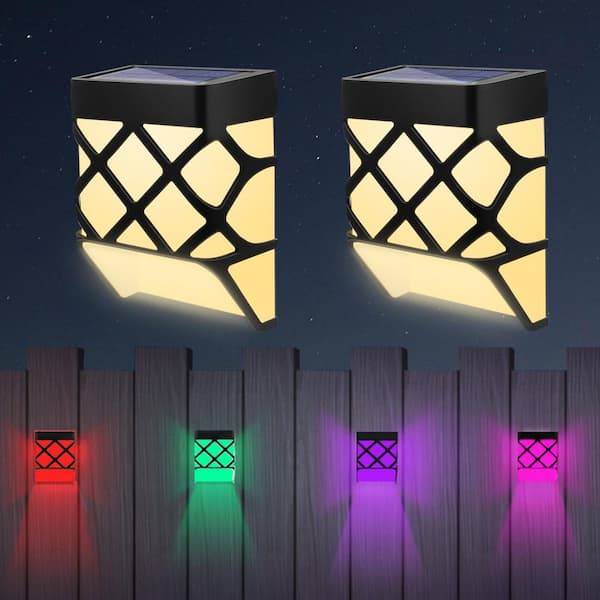 Nominal Post 4 x 4 Black Integrated LED Solar Deck Post Light with 3000K Warm Glow and RGB Color Changing, IP44 6-Pack