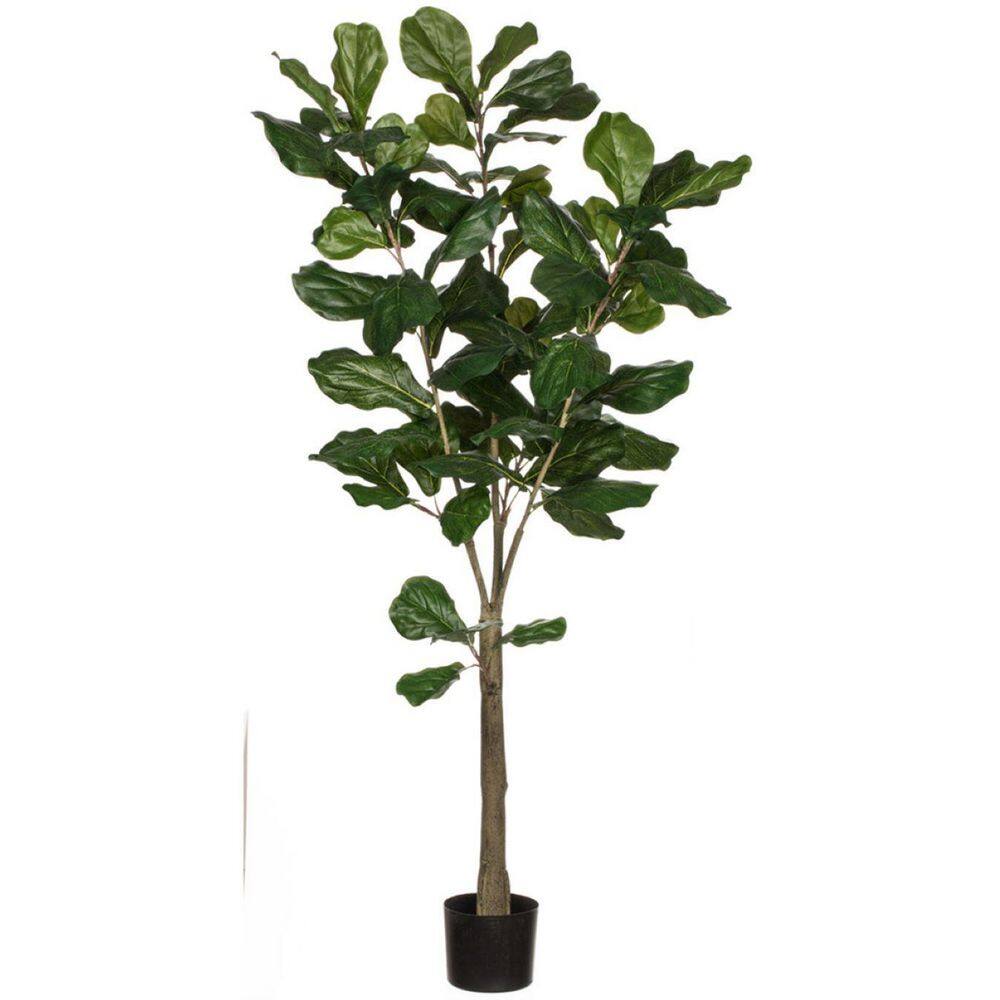 63'' Green Artificial Fiddle Leaf Tree in Black Pot