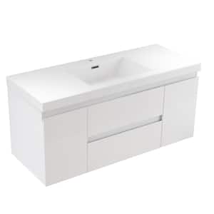 Angela 48 in. W x 19.5 in. D x 20.5 in. H Bathroom Vanity in High Gloss White with White Cultured Marble Top