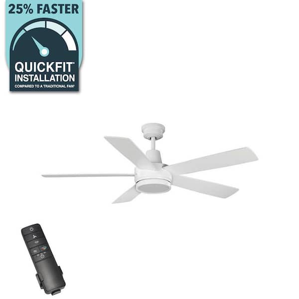 Fanelee 54 in. White Color Changing LED Matte White Smart Ceiling Fan with Light Kit and Remote Powered by Hubspace