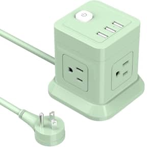 5 ft. 16/3 Light Duty Indoor/Outdoor Power Strip Extension Cord with 4 Outlets and 3 USB Ports in Green