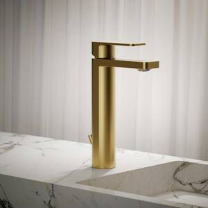 Parallel Tall Single-Handle Single-Hole 1.2 GPM Bathroom Faucet in Vibrant Brushed Moderne Brass