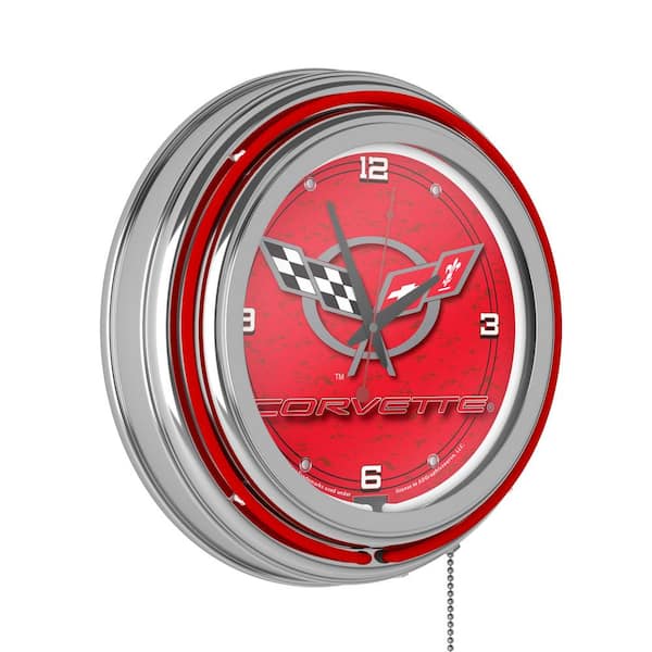 Unbranded Corvette Red C3 Red Lighted Analog Neon Clock