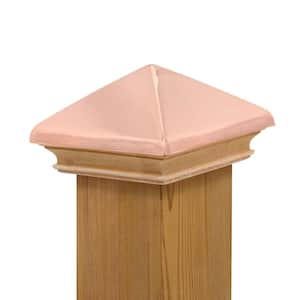 Miterless 4 in. x 4 in. Untreated Wood Flat Slip Over Fence Post Cap with Copper Pyramid