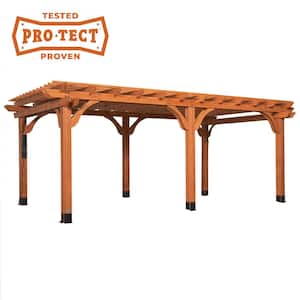 Beaumont 20 ft. x 12 ft. Light Brown Traditional Outdoor All Cedar Wood Patio Pergola Shade Structure with Electric