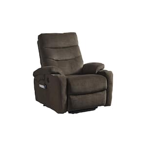 Brown Fabric Electric Power Lift Recliner Chair with Massage and Heat