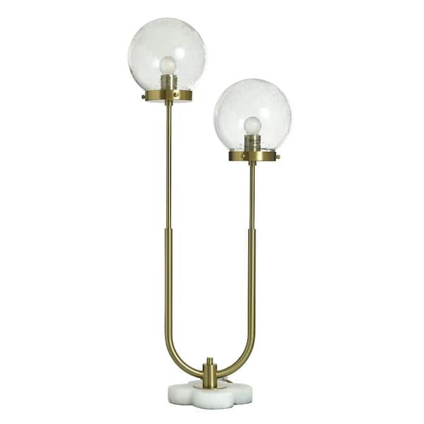 Eloise 36 in. Polished Brass Table Lamp with Clear Glass Shade