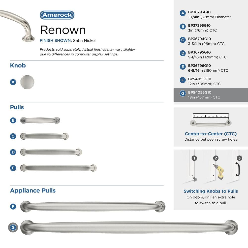 Satin Nickel 19" Brushed Appliance Pull with Mounting Hardware